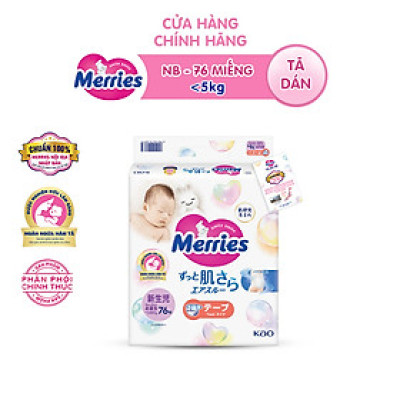Tã/bỉm dán Merries size NB - 76 miếng (dành cho bé dưới 5kg)
