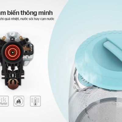 Ấm siêu tốc thủy tinh Sunhouse SHD1215 - Hàng Chính Hãng