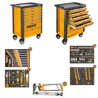 BỘ 162 CÔNG CỤ TRONG TỦ KÉO 4 NGĂN INGCO HTCS271621 - HÀNG CHÍNH HÃNG