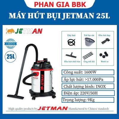 [chính hãƞg] Máy Hút Bụi Công Nghiệp Jetman12L+15L+18L+20L+ 25L+30L+40L Hàng chính hãƞg, Bảo hành 1 năm,Động cơ lõi đồng