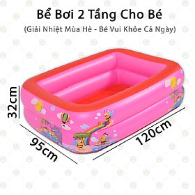 [Xịn sò] Hồ Bể Bơi 2 Tầng Cho Bé Kích Cỡ 120*95*32cm - Giải Nhiệt Mùa Hè - Vui Chơi Cả Ngày - KDHS-BB2T (Xanh, Hồng)