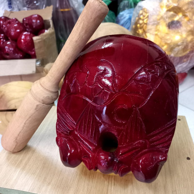 Mõ tụng kinh bằng gỗ mít kt 14cm