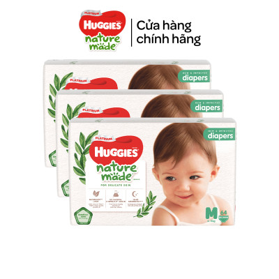 Combo 3 Tã/Bỉm dán Huggies Platinum NatureMade M64/L54/XXL44