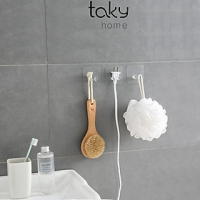 Combo 5 Móc Gài Trong Suốt Treo Phích Điện, Móc Dán Tường, Gài Các Loại Phích Cắm Điện Gọn Gàng Trên Tường. TakyHome 4000set5