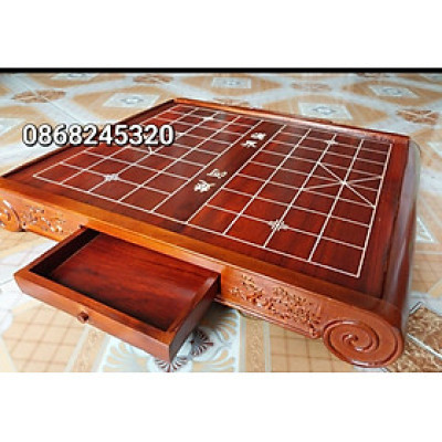 Bàn cờ tướng ngăn kéo bằng gỗ hương kt 55×60×8cm 