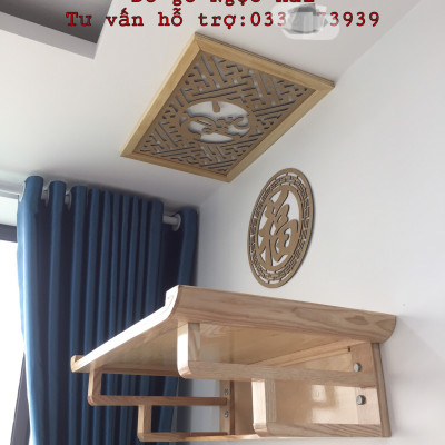 Combo bộ bàn thờ chung cư +ám khói +chữ phúc ..bằng gỗ sồi 