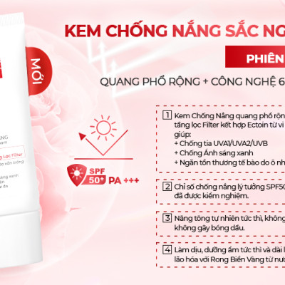 Combo 6 món Nước tẩy trang 145ml + Sữa rửa mặt 100g + Nước hoa hồng 145ml + Kem chống nắng 50g + Viên uống Collagen 60 viên + Kem dưỡng da ban đêm-10g  [Sắc Ngọc Khang official]