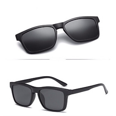 Kính Cận Râm, Gọng Kính Cận Râm Mắt Vuông Gọng Nhựa Full Đen