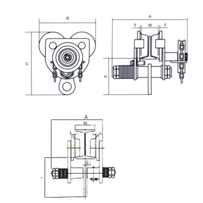 Rùa Kéo Tay, Cụm Móc Treo Palang Có Xích Dài 5m (Loại 1 tấn) - Hàng Chính Hãng