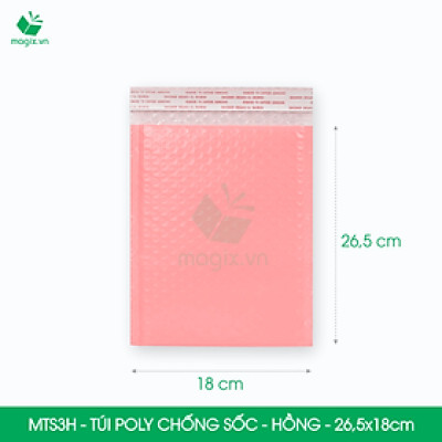 MTS3H - 26.5x18cm - COMBO 100 TÚI GÓI HÀNG CHỐNG SỐC BỌC BÓNG KHÍ MÀU HỒNG PASTEL