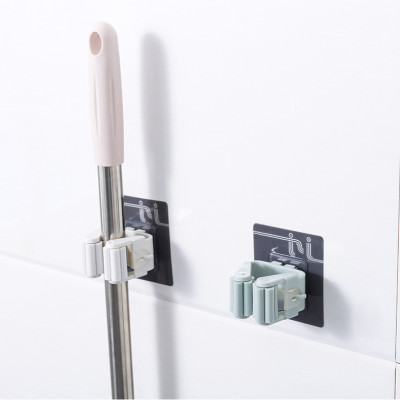 Bộ 2 móc treo chổi, cây lau nhà dụng cụ tẩy rửa nhà tắm dán tường chống khuẩn tiết kiệm không gian chịu lực tối đa 5Kg