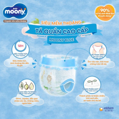 [Combo 2] Bỉm - Tã quần Moony Blue size XL Girl 38 miếng (Cho bé 12~22kg)
