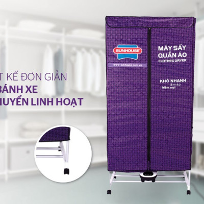 Máy sấy quần áo Sunhouse SHD2707 có điều khiển từ xa, đèn UV diệt khuẩn, sấy 15kg quần áo - Hàng chính hãng