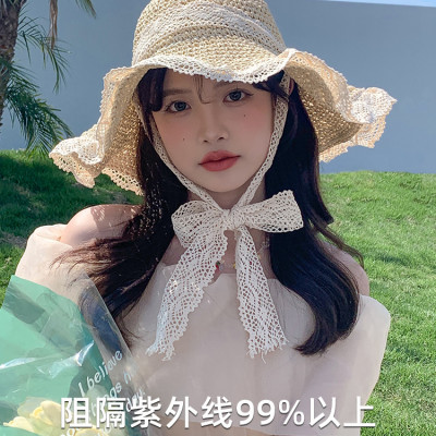 Mũ Rơm Ins Phiên Bản Hàn Quốc Thoáng Mát Nón Rộng Vành Nữ Du Lịch Mùa Hè Mũ Cói Đi Biển Chống Nắng Phối Ren Gấp Gọn dona23040605