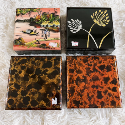 Hộp sơn mài vuông cao cấp Thanh Bình Lê đa năng đựng đồ vật, làm quà tặng ý nghĩa size 13x6 cm