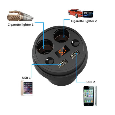X25 – Bộ Chia Tẩu Sạc Ô Tô Cao Cấp Có Màn Hình Điện Áp, 2 USB, Công Suất Khủng 250W , đèn tần