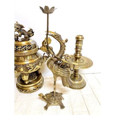 BỘ ĐỈNH 42 CM RÔNG NỔI MÁU 2 NAI NẶNG 1.4.5 KG CHẤT LIỆU BẰNG ĐỒNG