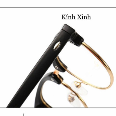 Kính Gọng Mắt Vuông Nửa Viền Gọng Nhựa Dẻo Cổ Điển