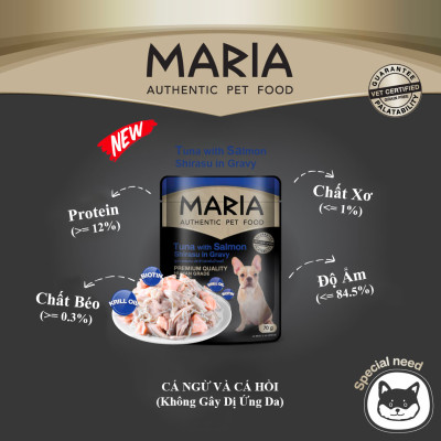 Pate cho chó Maria gói 70g có 4 vị (Bò, Cá Hồi, Cá Ngừ, Thịt Gà)