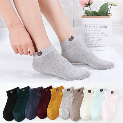 Túi 10 đôi tất  hoa cúc , gấu nữ ,cổ ngắn nhiều màu dễ thương vải cotton đẹp và bền kèm túi dây rút xinh xắn cute cho phái nữ