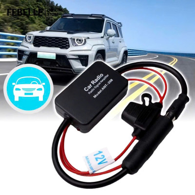 Bộ khuếch đại tín hiệu ăng-ten trên ô tô, tăng cường tín hiệu Radio FM, AM chống nhiễu chủ động, nguồn 12V, hàng nhập khẩu