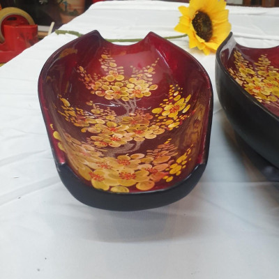 Bộ 3 dĩa chiếc thuyền sơn mài cao cấp Thanh Bình Lê đựng trái cây, trang trí nhà cửa, văn phòng, quà tặng dịp Lễ Tết