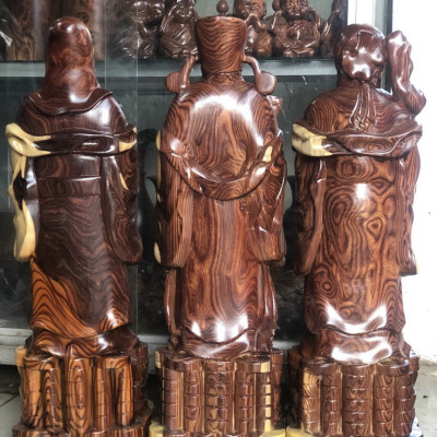 BỘ TAM ĐA PHÚC LỘC THỌ BẰNG GỖ TRẮC KT CAO 50