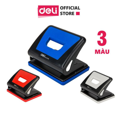 Máy đục lỗ 15 tờ Deli, Có thước căn chỉnh 3 màu Xanh dương, đỏ, ghi xám - 1 cái E0105