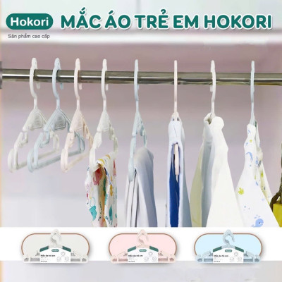 Sét 10 móc treo quần áo trẻ em , người lớn hokori chất liệu nhựa PP nguyên sinh an toàn tiện lợi - Hàng chính hãng 
