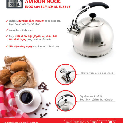 Ấm đun Siêu Tốc bằng inox 304 Elmich EL-3373 3L - 2353373