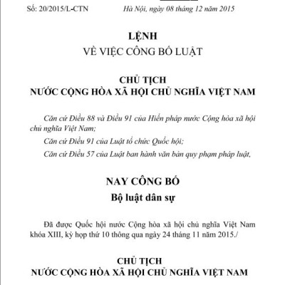 Sách - Bộ Luật Dân Sự Nước CHXHCN Việt Nam  - ndbooks