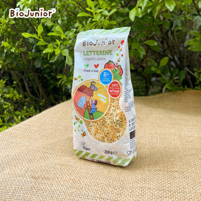 Mì nui ăn dặm hữu cơ cho bé hình chữ cái Bio Junior 200g (Từ 8 tháng tuổi)