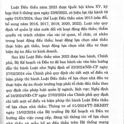 Luật đấu thầu năm 2023 và văn bản hướng dẫn thi hành