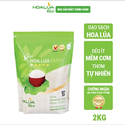 Gạo Hoa Lúa Xanh - Túi 2kg - Tơi xốp, mềm cơm, dẻo ít, thơm nhẹ
