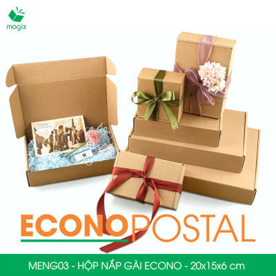 MENG03 - 20x15x6 cm - 100 Hộp carton nắp gài đóng hàng giá rẻ, hộp gói hàng, hộp quà thời trang
