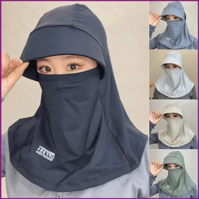 Mũ Chống Nắng Trùm Đầu Tích Hợp Khẩu Trang Có Lỗ Và Che Cổ Làm Bằng Lụa Băng Lạnh Thoáng Khí Chống Tia UV Phù Hợp Cho Cả Nam Và Nữ