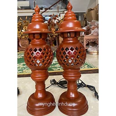 Cặp đèn thờ bằng gỗ hương kt cao 50cm