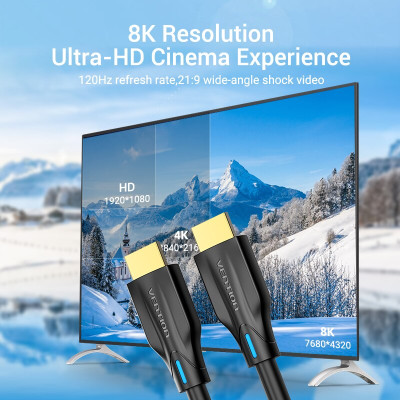Cáp HDMI 2.1 Vention đầu mạ vàng, hỗ trợ 4k,8k60hz. Hàng chính hãng