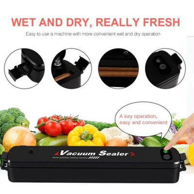 Máy Hút Chân Không thực phẩm hàn miệng túi Vacuum Sealer dùng cho gia đình, hút khỏe, hết khí + Tặng 10 túi - Hàng nhập khẩu