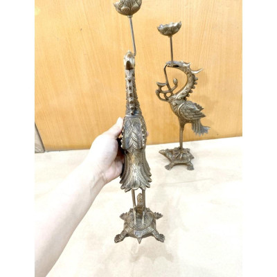 ĐÔI HẠC CAO 44 x 16 CM NẶNG 3 KG CHẤT LIỆU BẰNG ĐỒNG