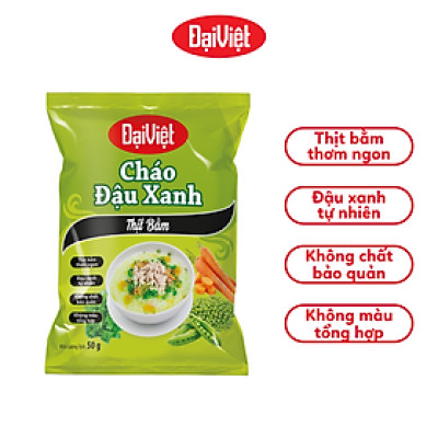 Cháo Đậu Xanh Đại Việt Thịt Bằm - Ăn liền - Gói 50g - Thùng 50 gói