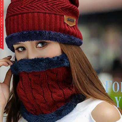 Mũ Len Kèm Khăn Cổ Mũ Len Khăn Chui Đầu Kiểu Dáng Hàn Quốc