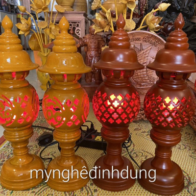 Cặp đèn thờ bằng gỗ hương kt cao 50cm