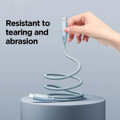 Cáp Sạc Nhanh Pisen Quick Magipi Magloop Lightning USB-C 27W 1m - Màu Xanh