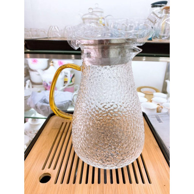 Bình thủy tinh đựng nước chịu nhiệt lên tới 400 độ C vân nhám dáng eo cao - ANTH237