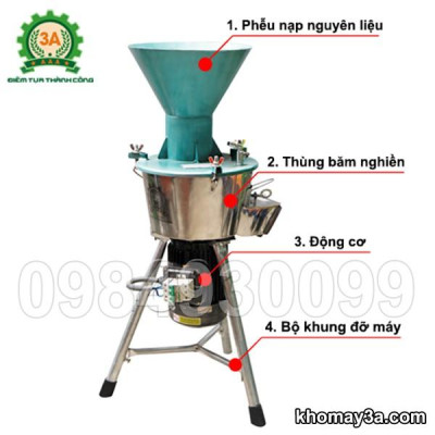 Máy băm nghiền đa năng 3A2,2Kw phễu tròn 380V