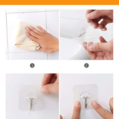 Combo 30 móc dính trong suốt siêu chịu lực + Tặng tranh dán 3D độc đáo