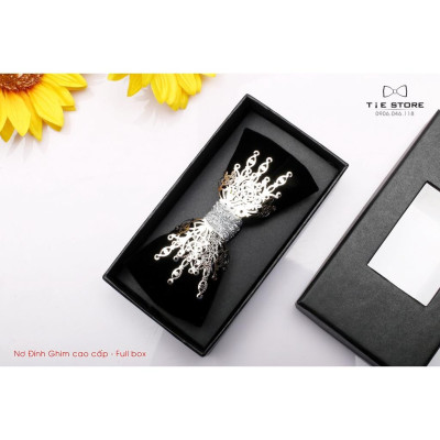 Nơ chú rể, MC, ca sỹ - Nơ 2 cánh đính ghim cao cấp Full box - đính ghim cánh đôi