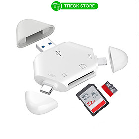 Đầu đọc thẻ nhớ SD, TF đa năng 3in1 Type c, L, USB dùng cho điện thoại, laptop, máy ảnh - Hàng nhập khẩu