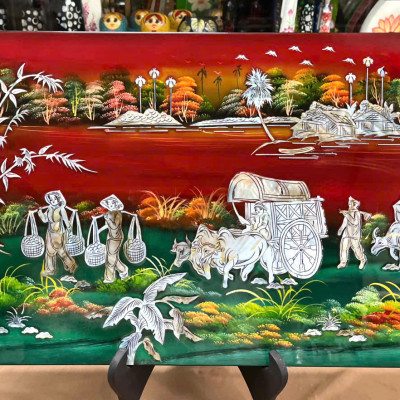 Tranh sơn mài - ĐỒNG QUÊ VIỆT NAM - Khảm cừ cao cấp, hàng xuất khẩu nhiều size